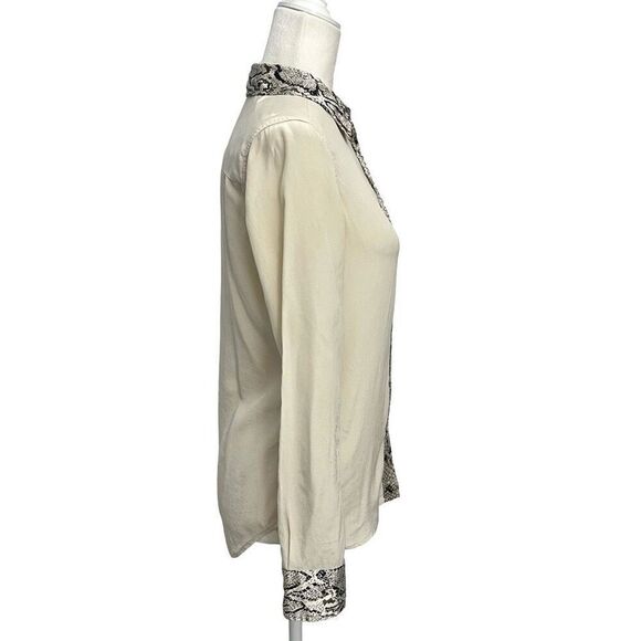 Equipment XSmall Silk Cream & Snake Print Button Up Long Sleeve Shirt Women’s - Picture 4 of 11